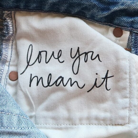 GRLFRND Karolina Mid Wash Blue Distressed Ripped Bermuda Denim / Jean Shorts 24 - Picture 6 of 7